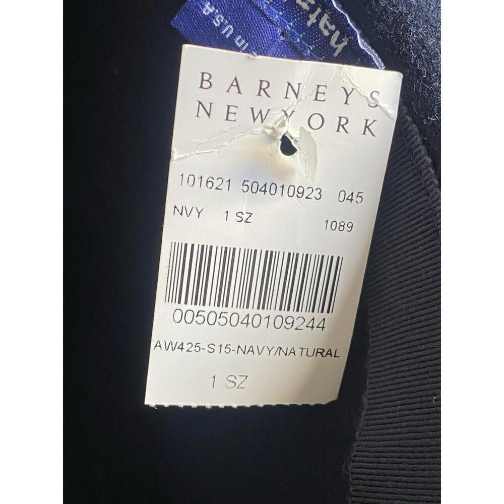 NWT Hat Attack Womens 100% Wool Felt Brimmed Fedora Leather Trim Navy Blue Hat - Picture 7 of 9